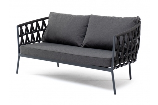 MR1002198 диван 2-местный плетеный из роупа, каркас алюминий темно-серый муар, роуп темно-серый