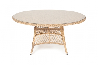«Эспрессо» плетеный круглый стол из искусственного ротанга (соломенный, 150 см)