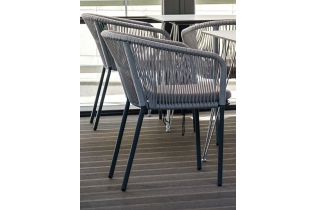 «Марсель» плетеный стул из роупа (веревки), каркас светло-серый, цвет светло-серый